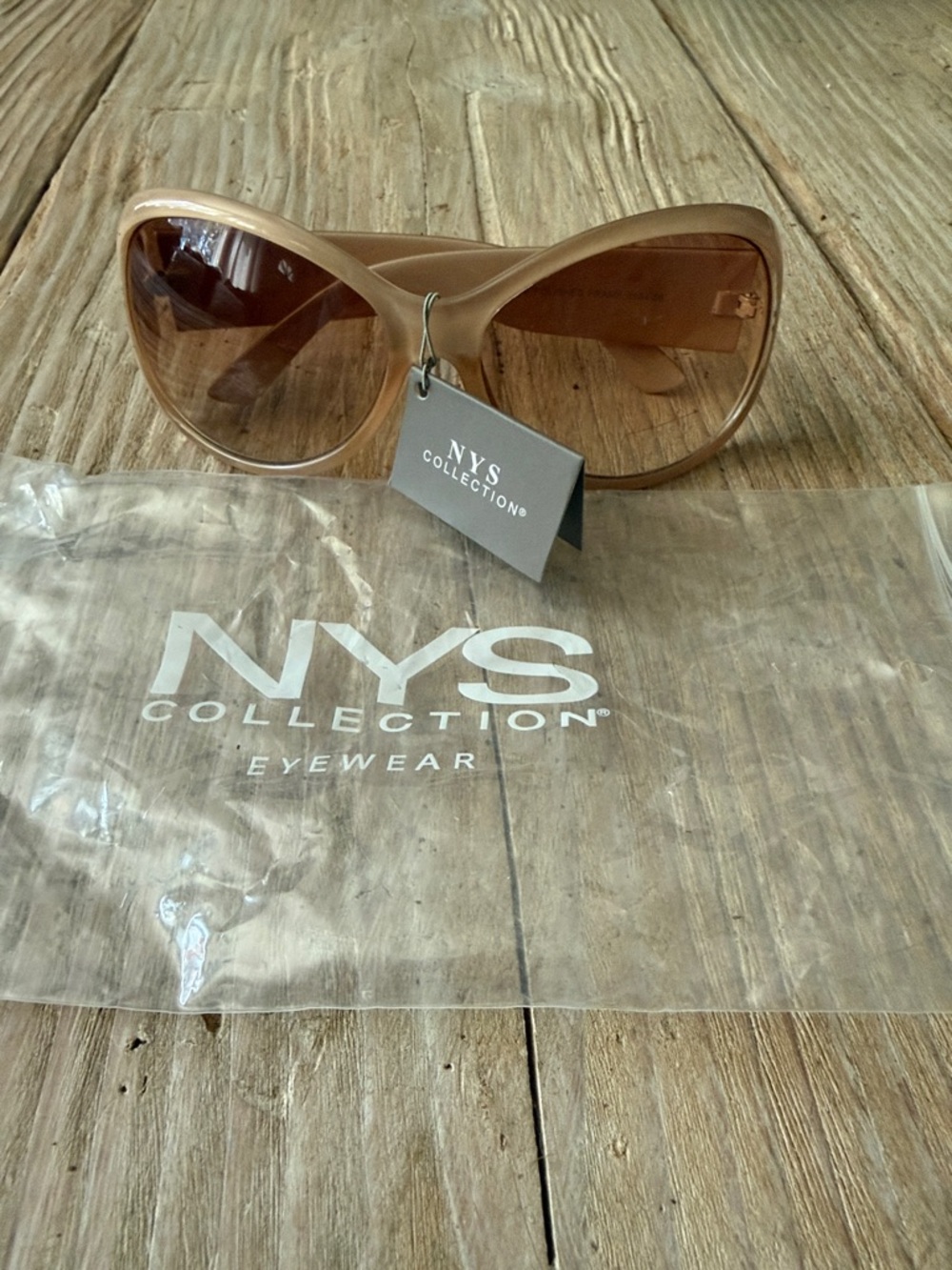 NY Collection Women's Beige/Tan Oversized Sunglasses